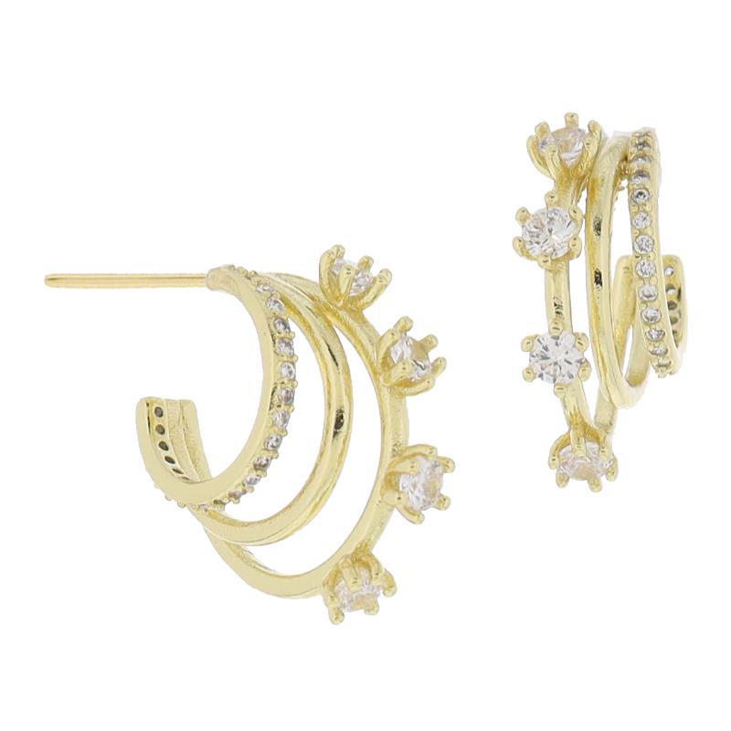 Pave Crystal Triple Hoop Earrings