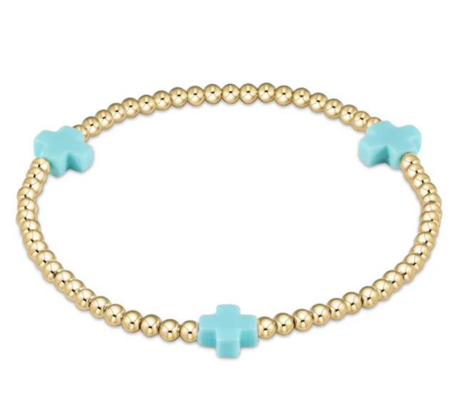 Cross Gold Bead 3mm Bracelet