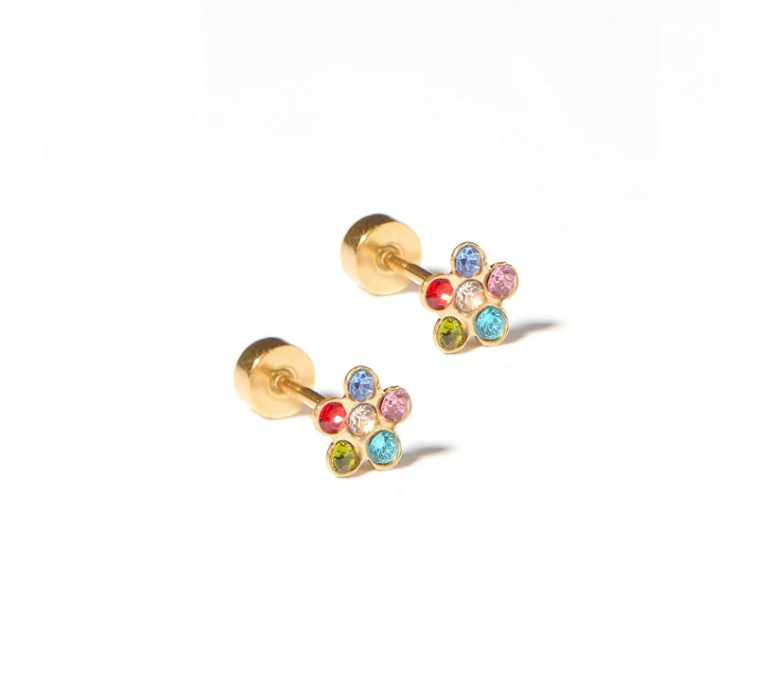 Screwback Stud - Flower Multi