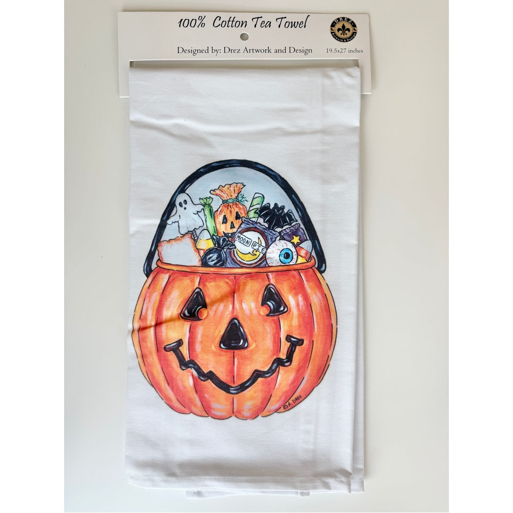 Jack O' Lantern Candy Tea Towel