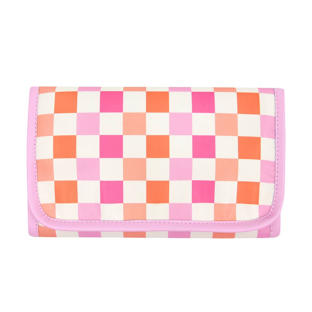 Check Travel Jewelry Roll Bag