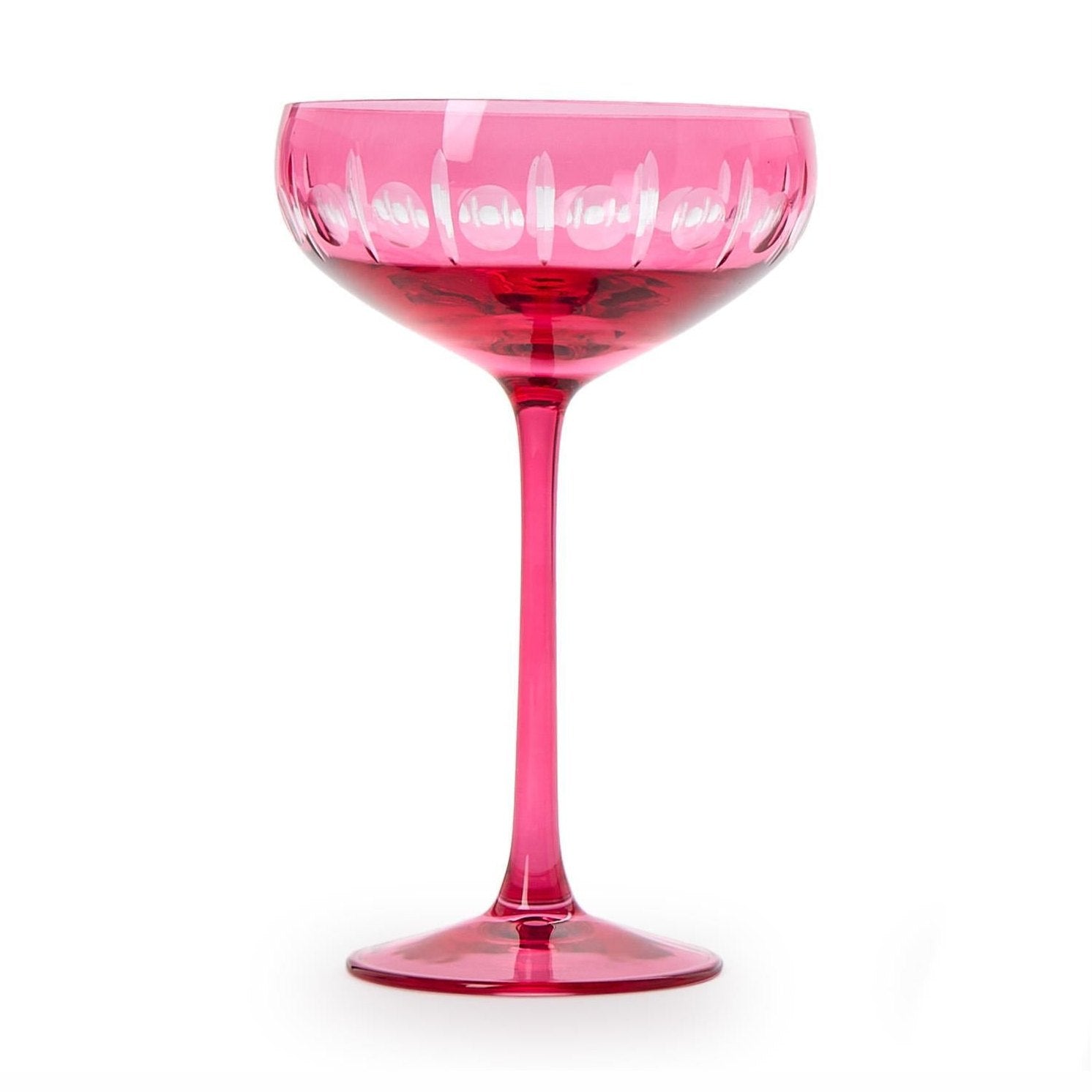 Sparkling Cut Pink Coupe Wine Glass