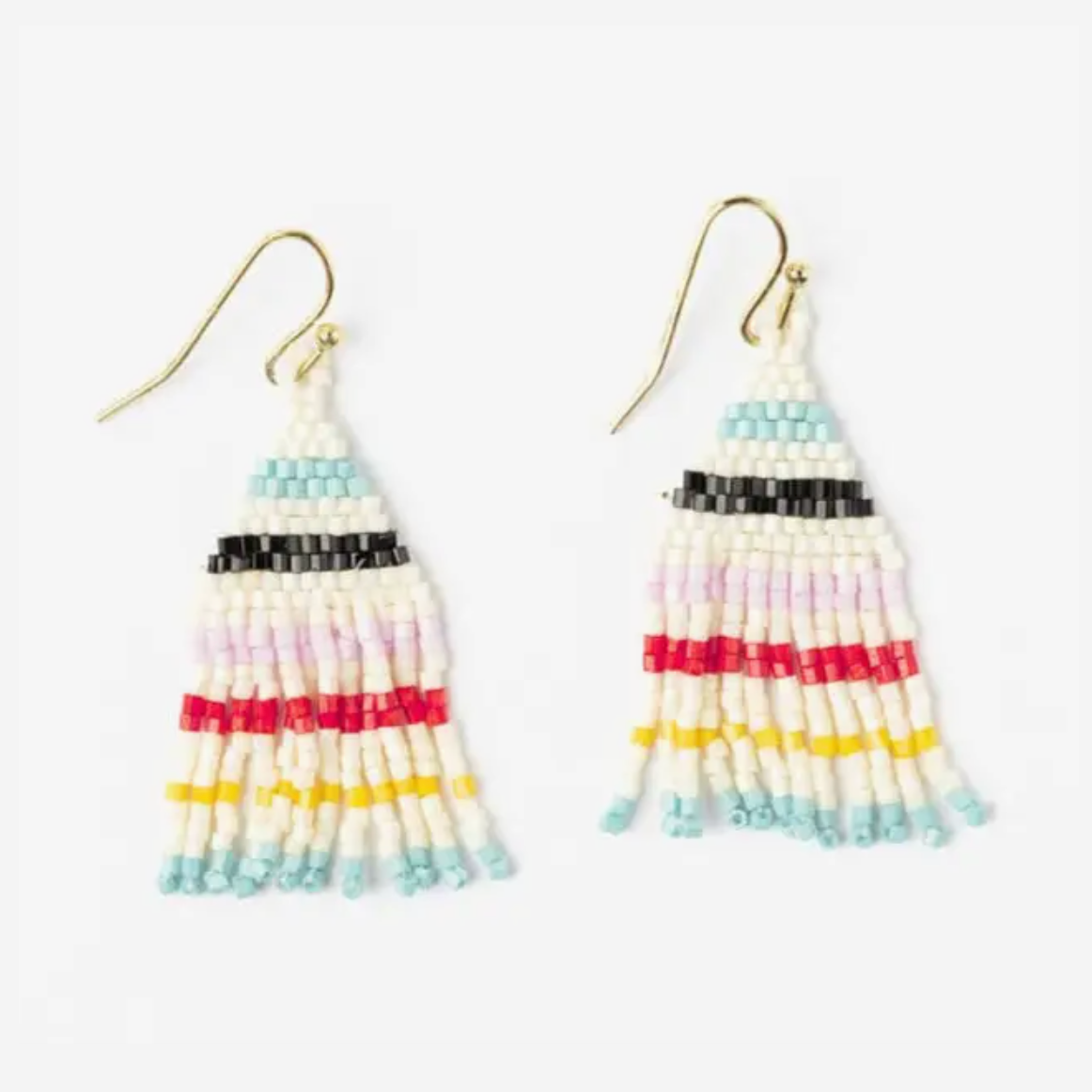 Cassie Mini Stripe Fringe Earrings Light Blue Lemon