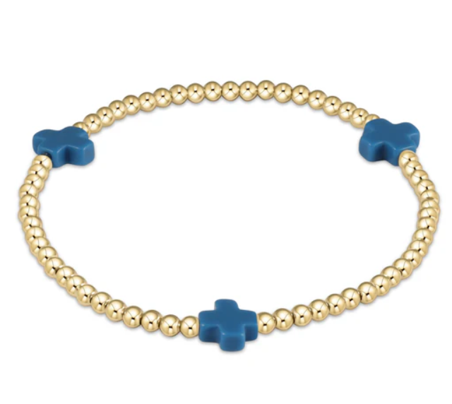 Cross Gold Bead 3mm Bracelet