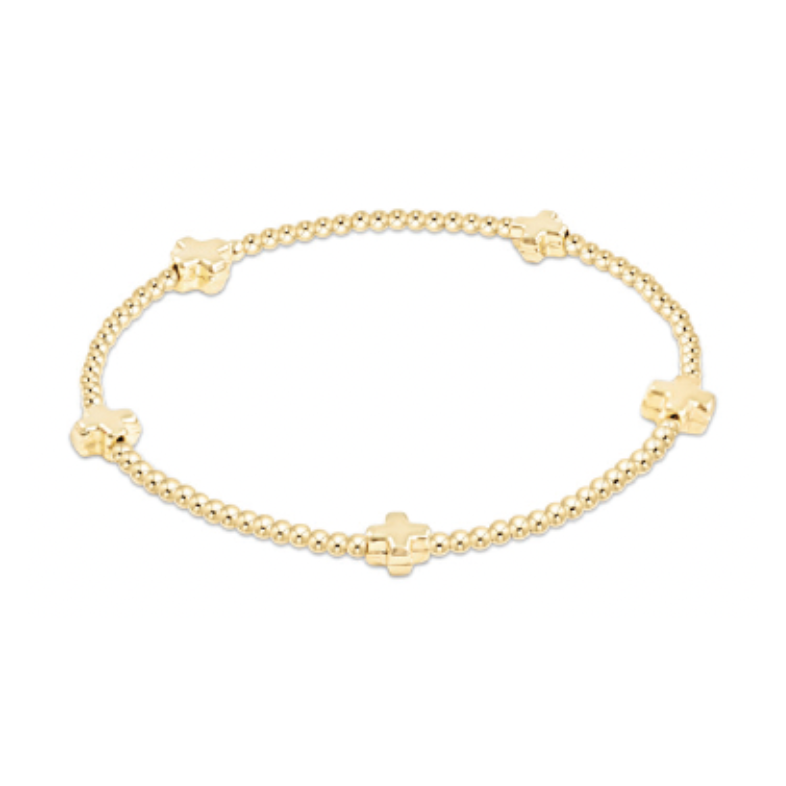 Signature Cross Small Gold Pattern 2mm Gold