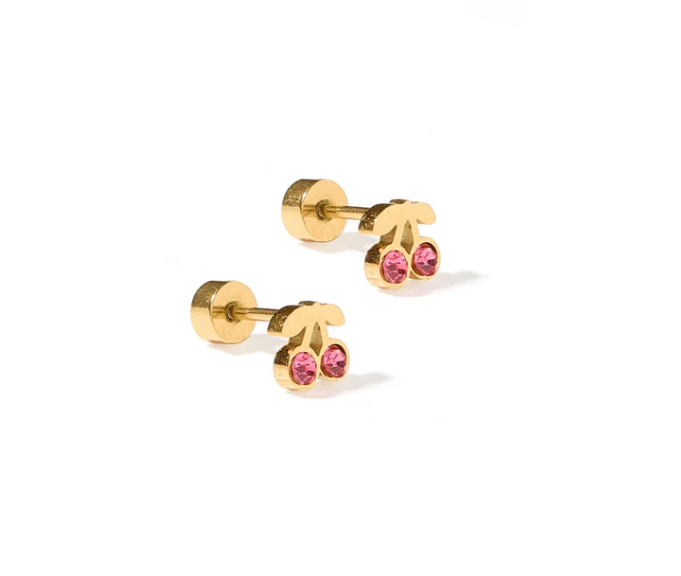 Screwback Stud - Pink Cherry