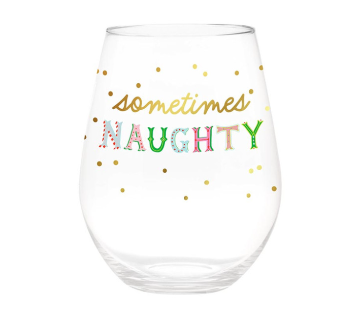 Naughty/Nice Stemless Wine Glass