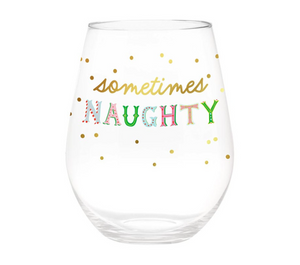 Naughty/Nice Stemless Wine Glass