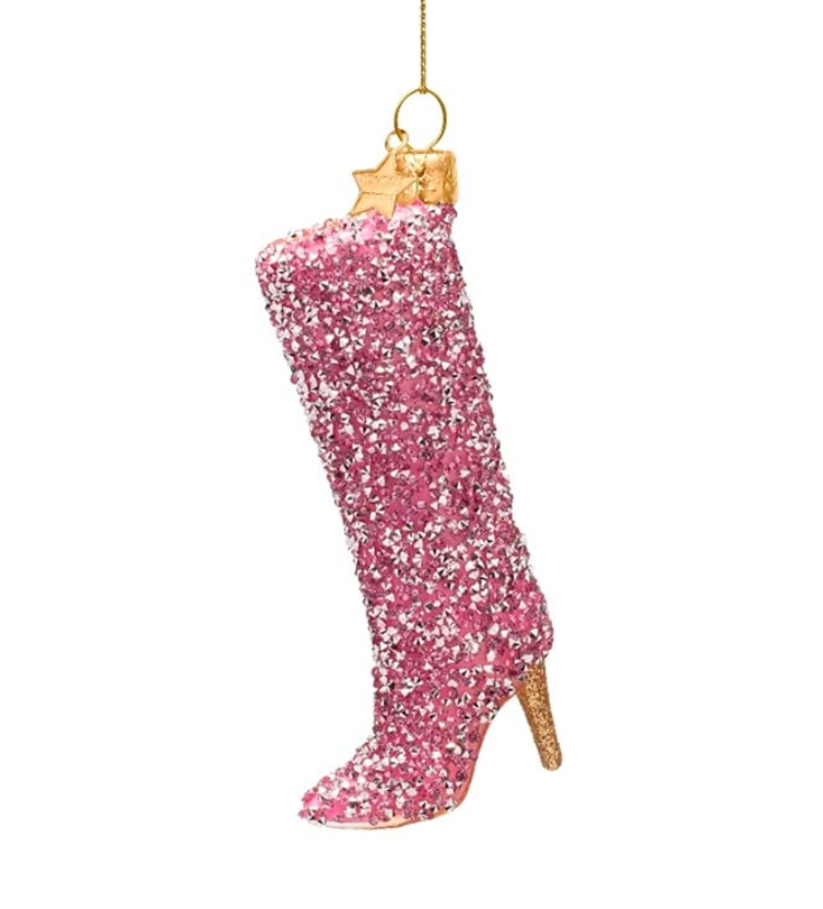 Pink Diamond Boot Ornament