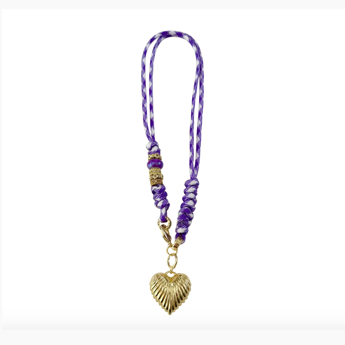 Johnny Light Purple Rope Necklace with Scallop Heart Charm