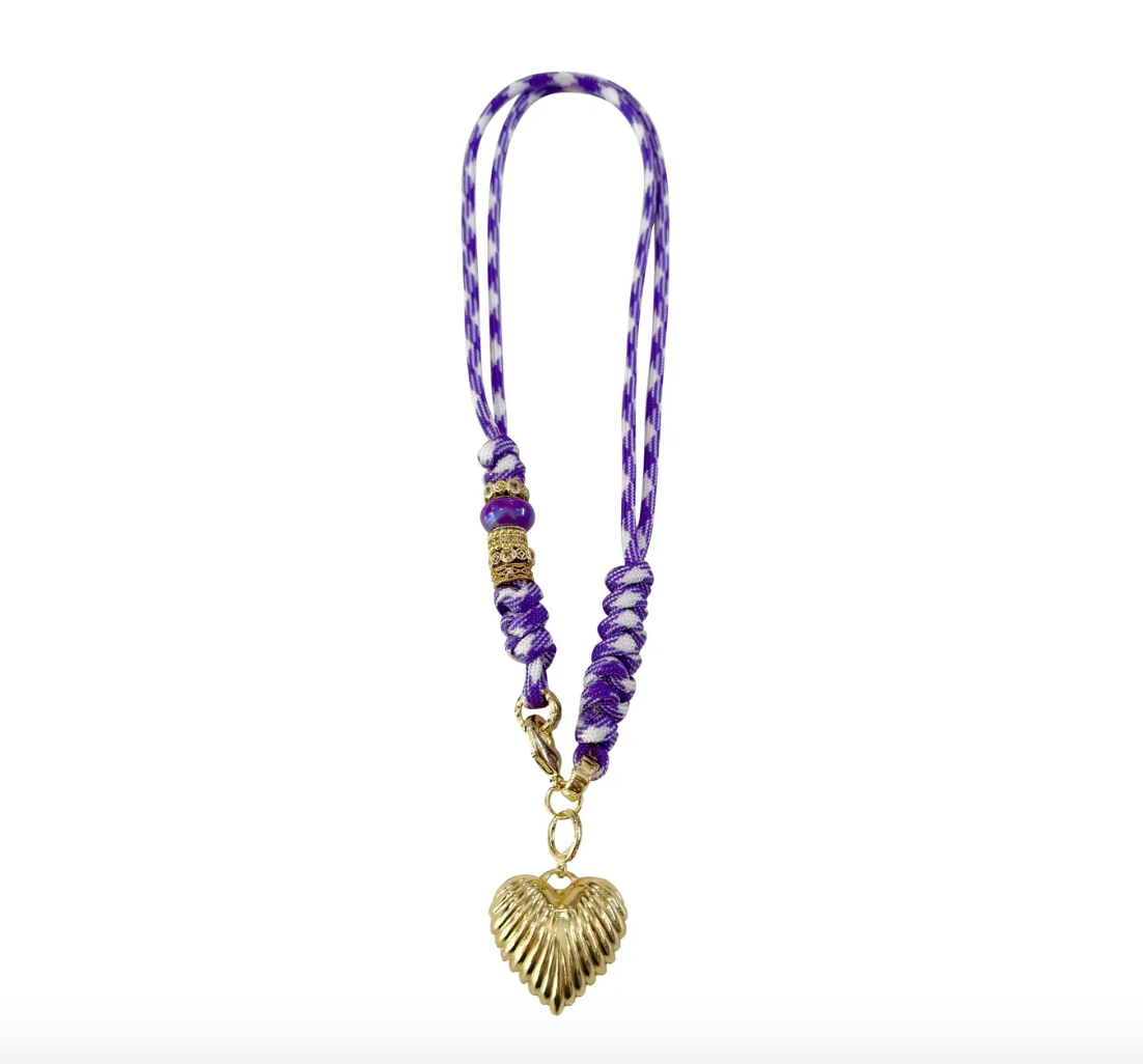 Johnny Light Purple Rope Necklace with Scallop Heart Charm