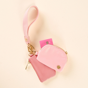 Duo Pouch Wristlet- Rose