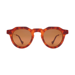 Sunglasses with tortoiseshell frame and brown lenses on a white background