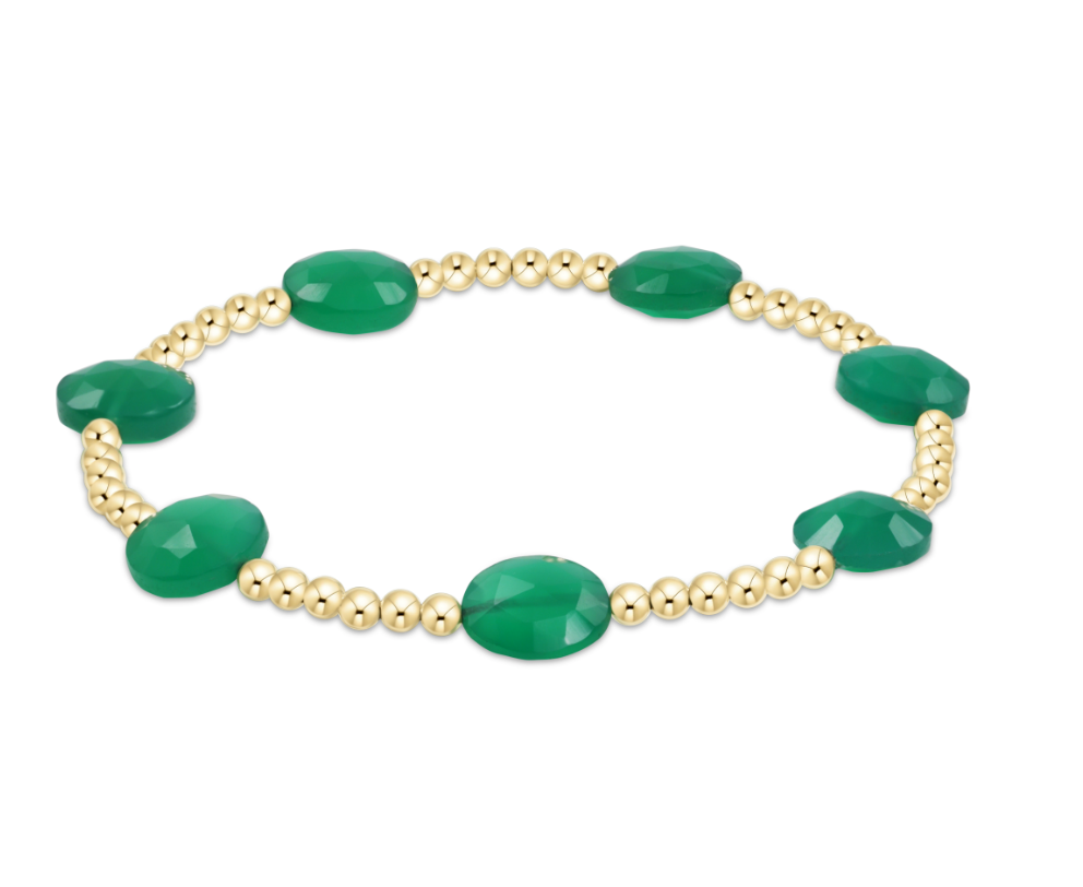 Admire Gold Bead Bracelet 3mm Green Onyx