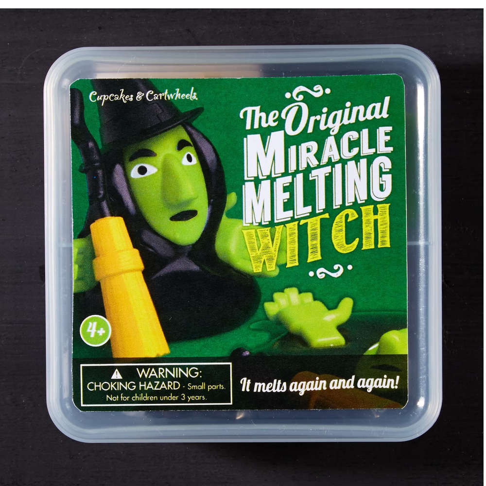 The Original Miracle Melting Witch toy in a clear plastic storage container