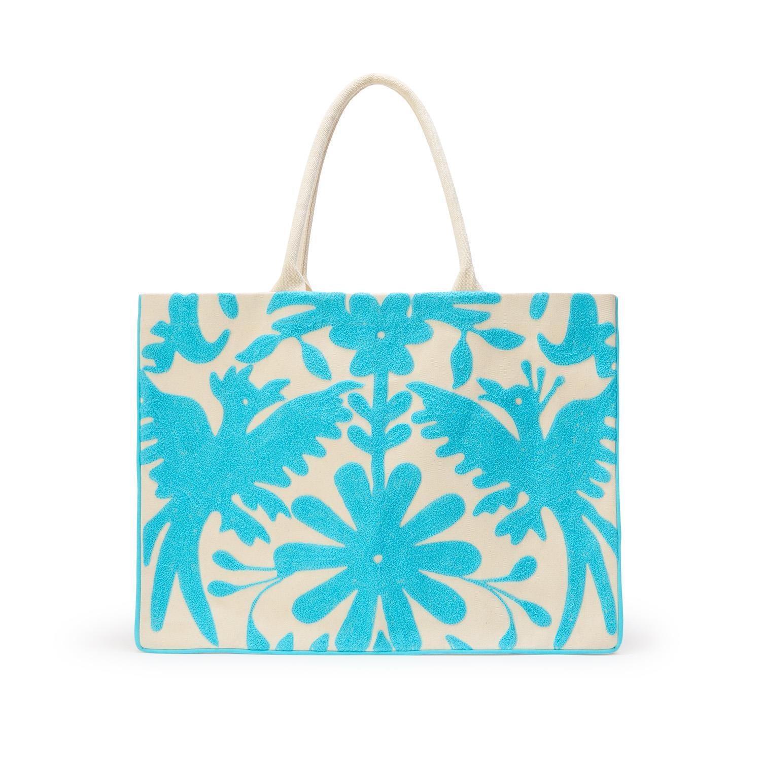 Blue Embroidered Tote