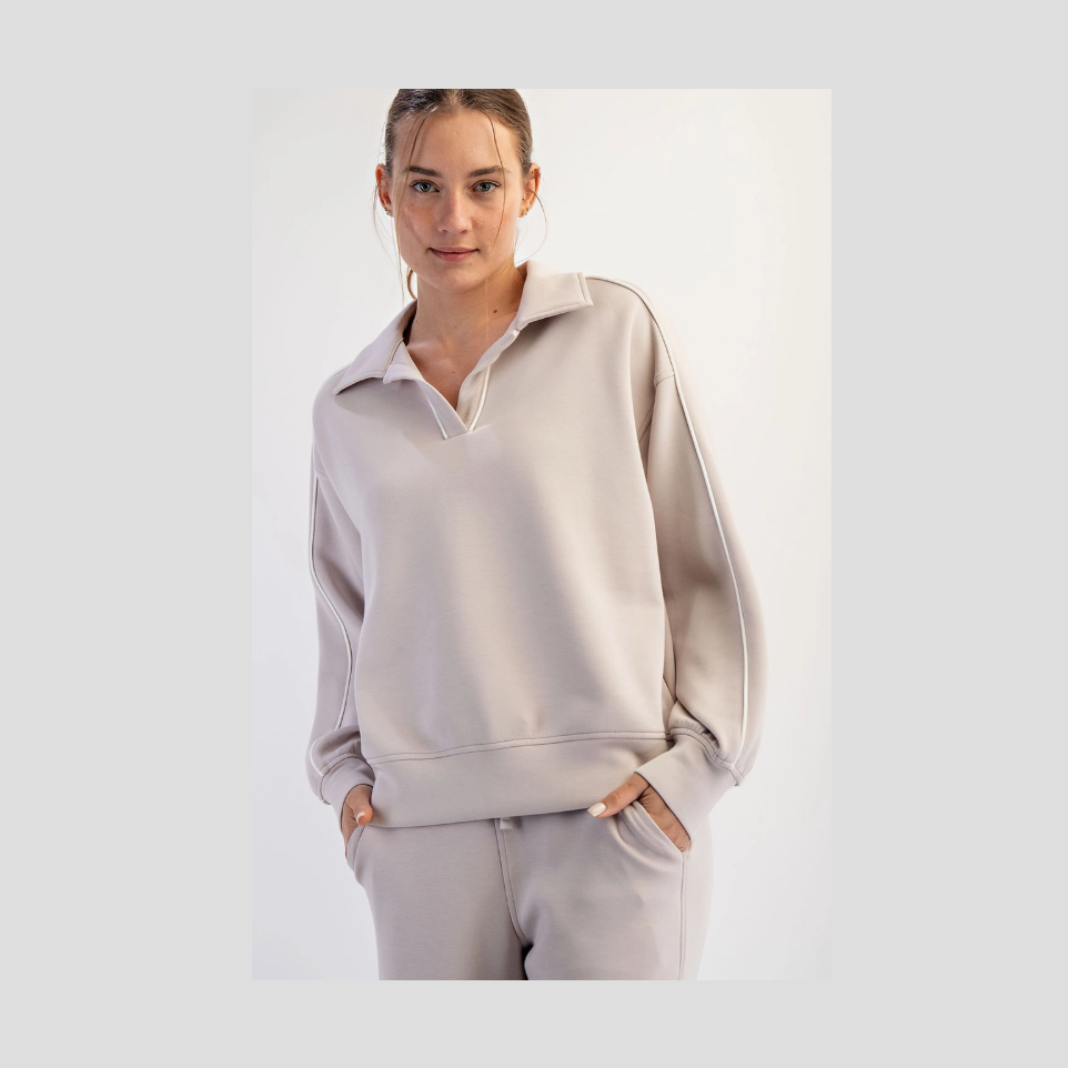 Mocha Cream Modal Polo Top