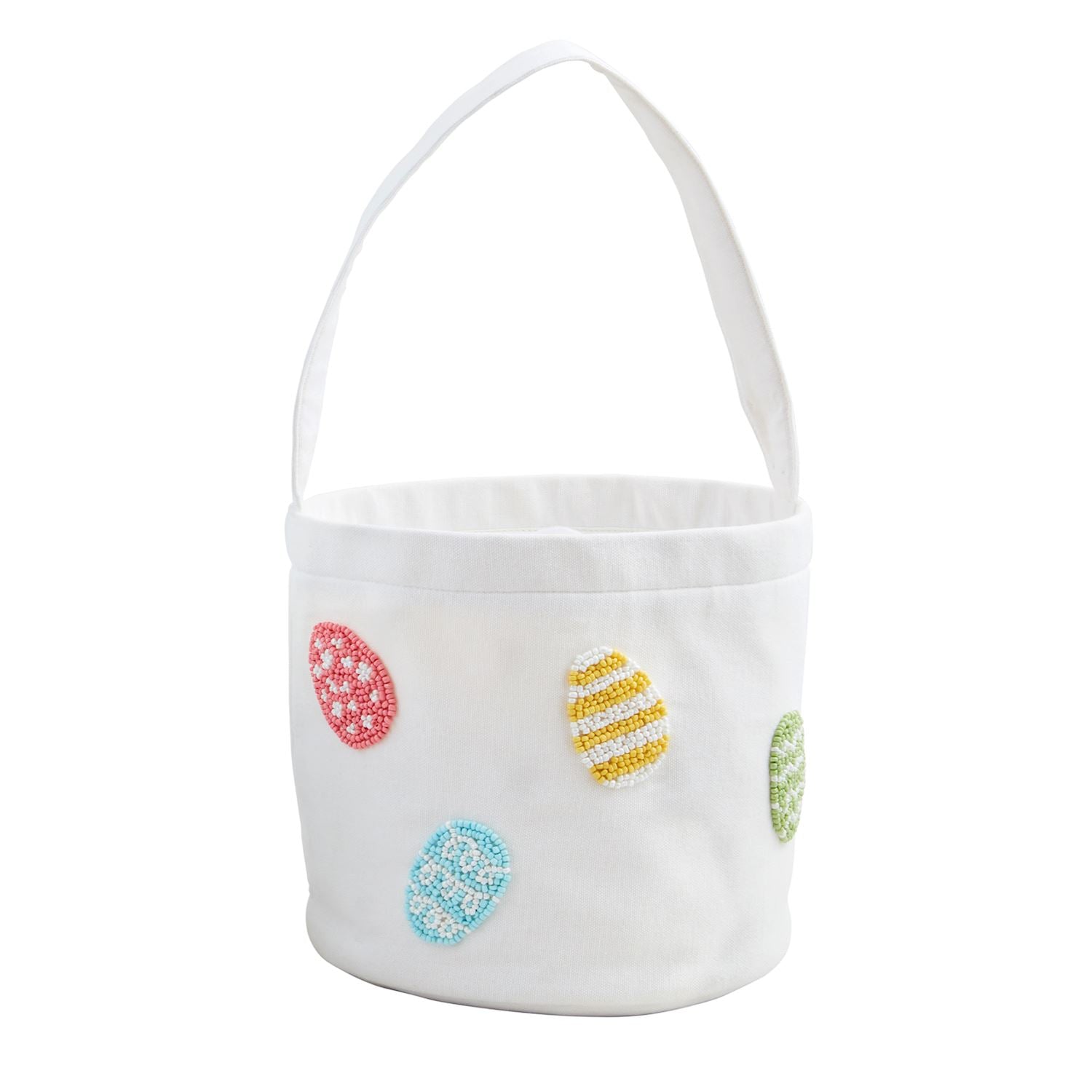White Egg Beaded Basket