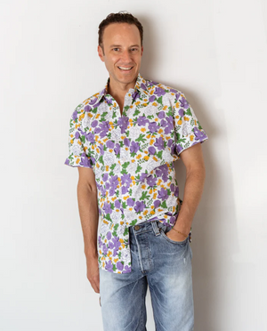 Mardi Gras Floral Button Up