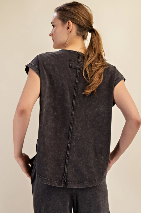 Black Mineral Washed Top