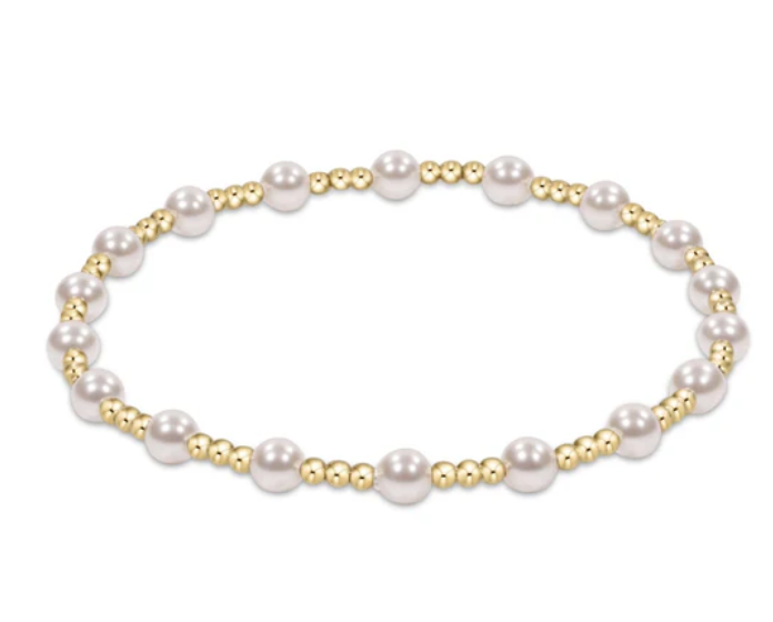 Classic Sincerity Pattern 4mm Bead Bracelet Pearl