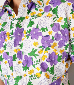 Mardi Gras Floral Button Up