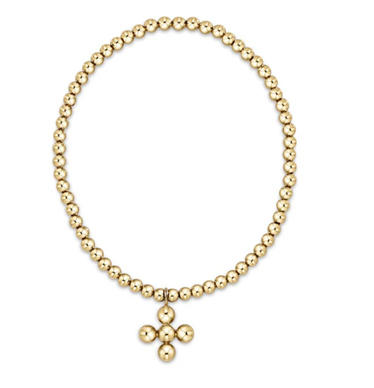 Classic Gold Classic Beaded Signature Cross Small Gold Charm