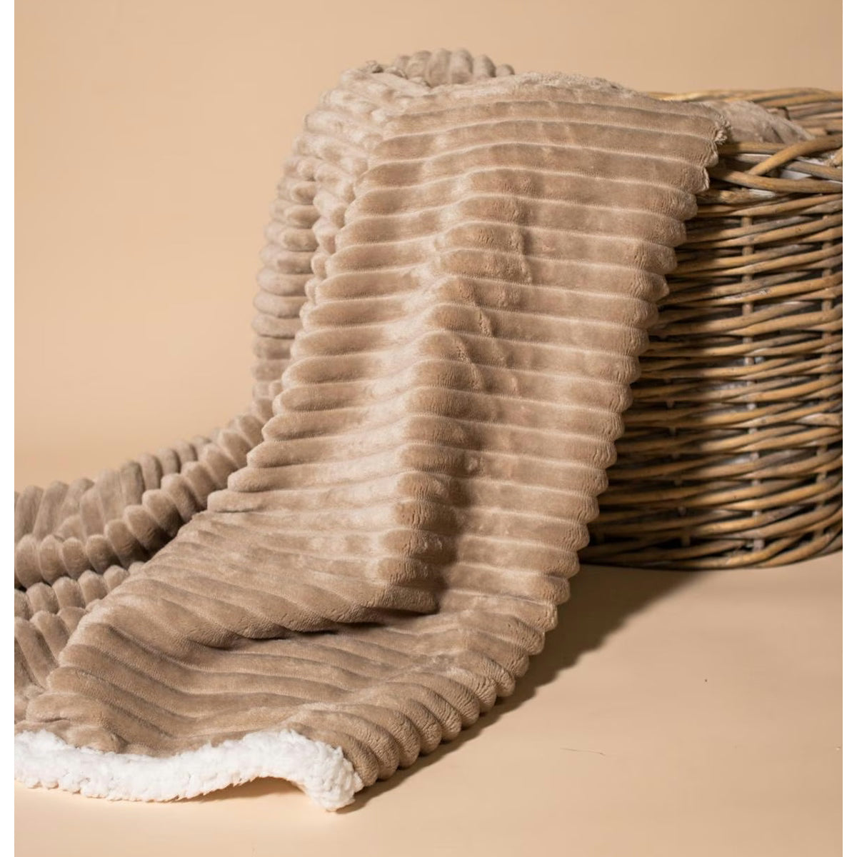 Larissa Throw- Taupe/White