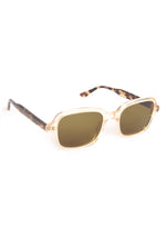 Sunglasses with gold frame and tortoiseshell accents on a white background