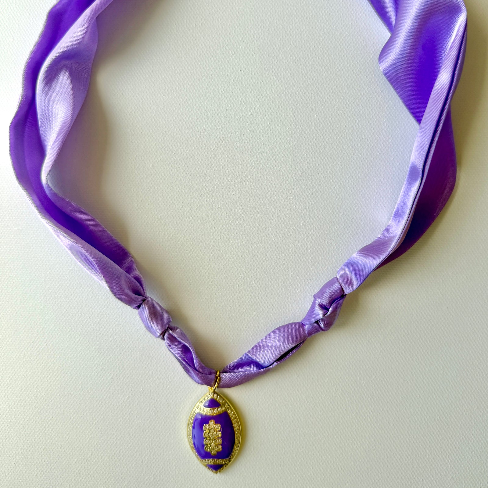 Purple and Gold Football - Game Day Scarf Necklace