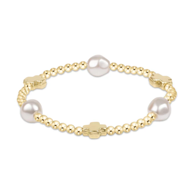 Signature Cross Gold & Admire Pearl 3mm Gold Bracelet