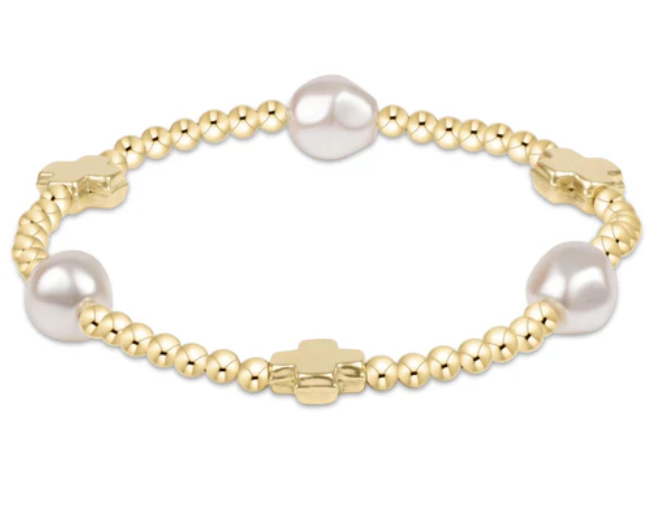Signature Cross Admire Pearl Pattern 3mm Bead Bracelet