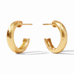 Pair of gold hoop earrings with a hammered texture