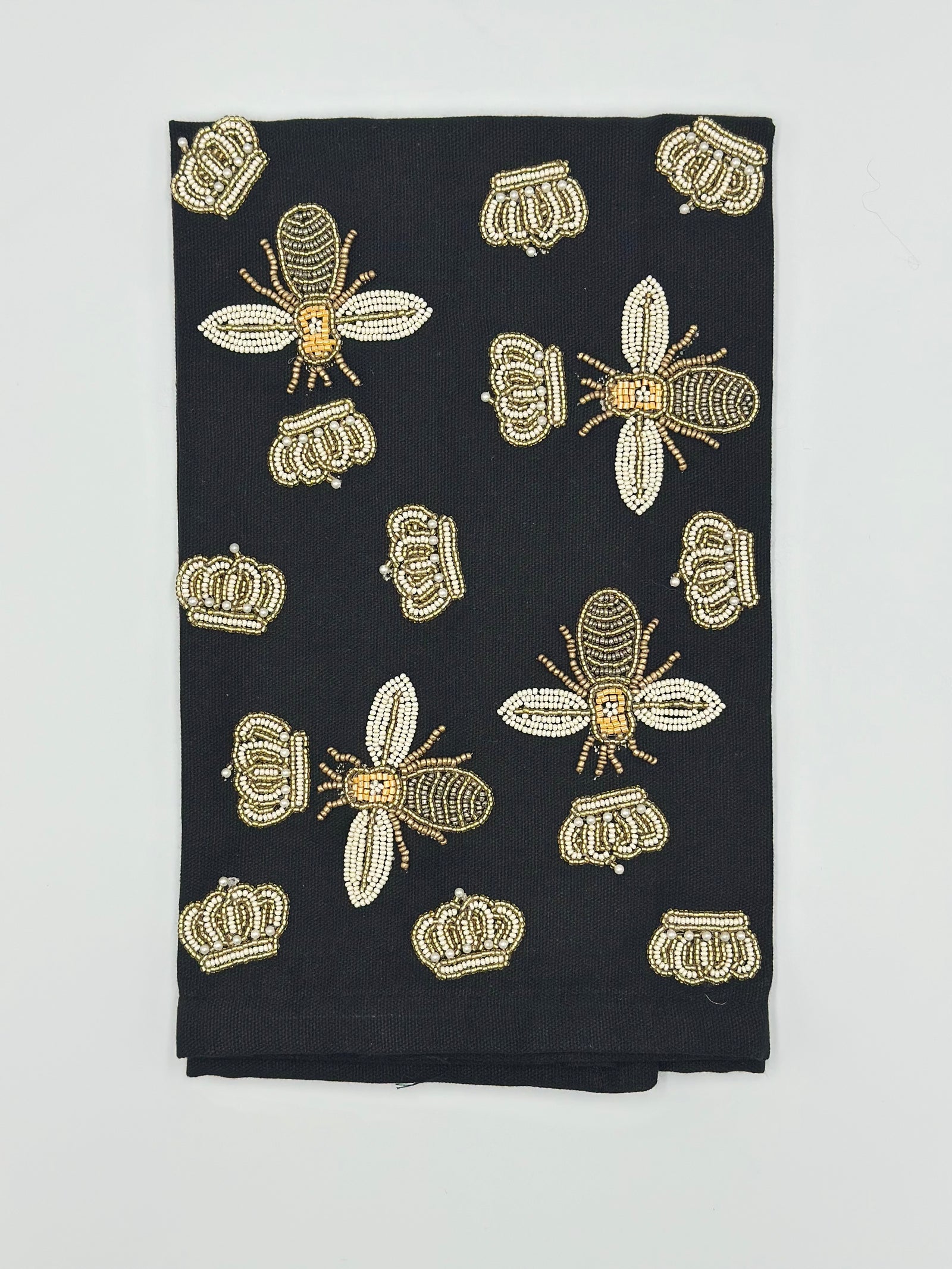 Queen Bees Beaded Tea Towel