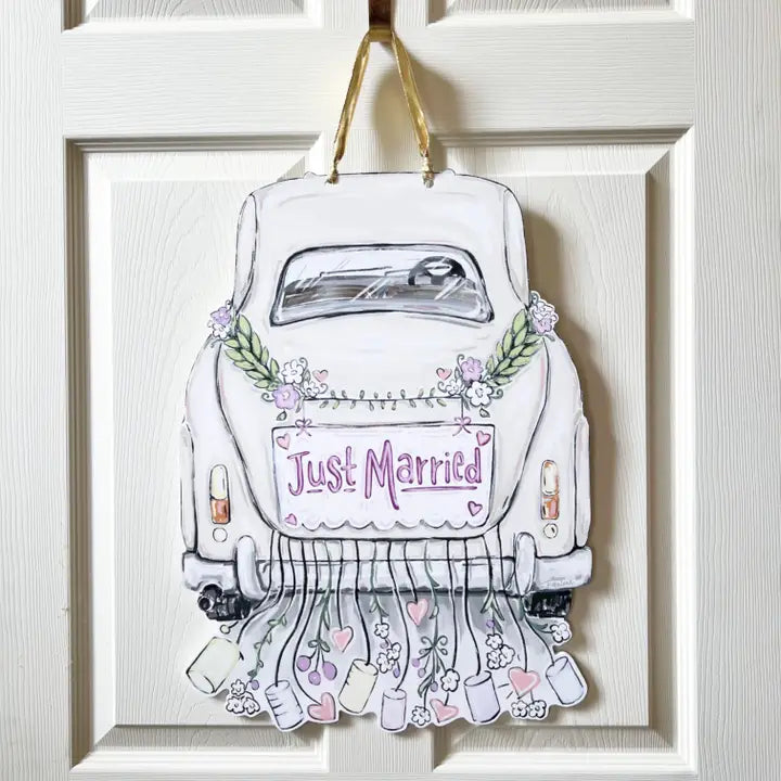 Just Married Vintage Car Door Hanger