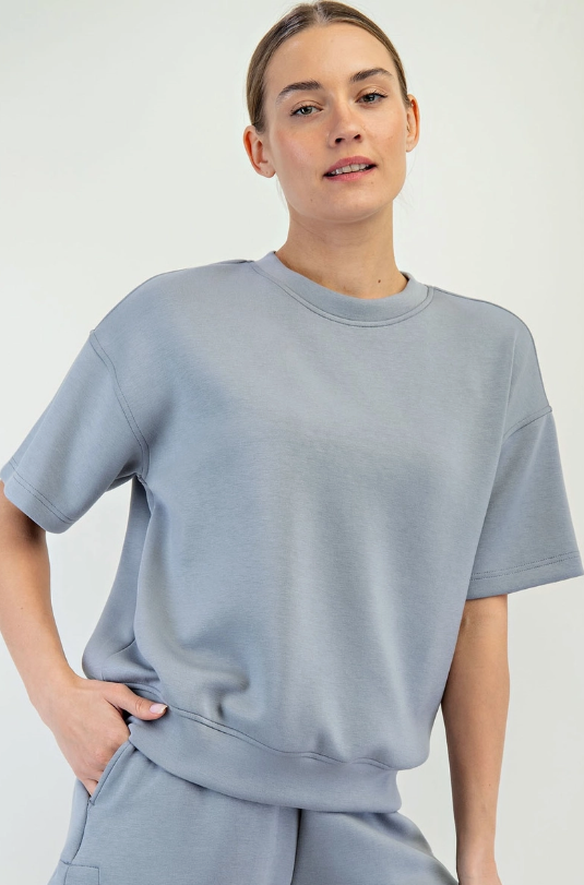 Rhino Gray Short Sleeve Top