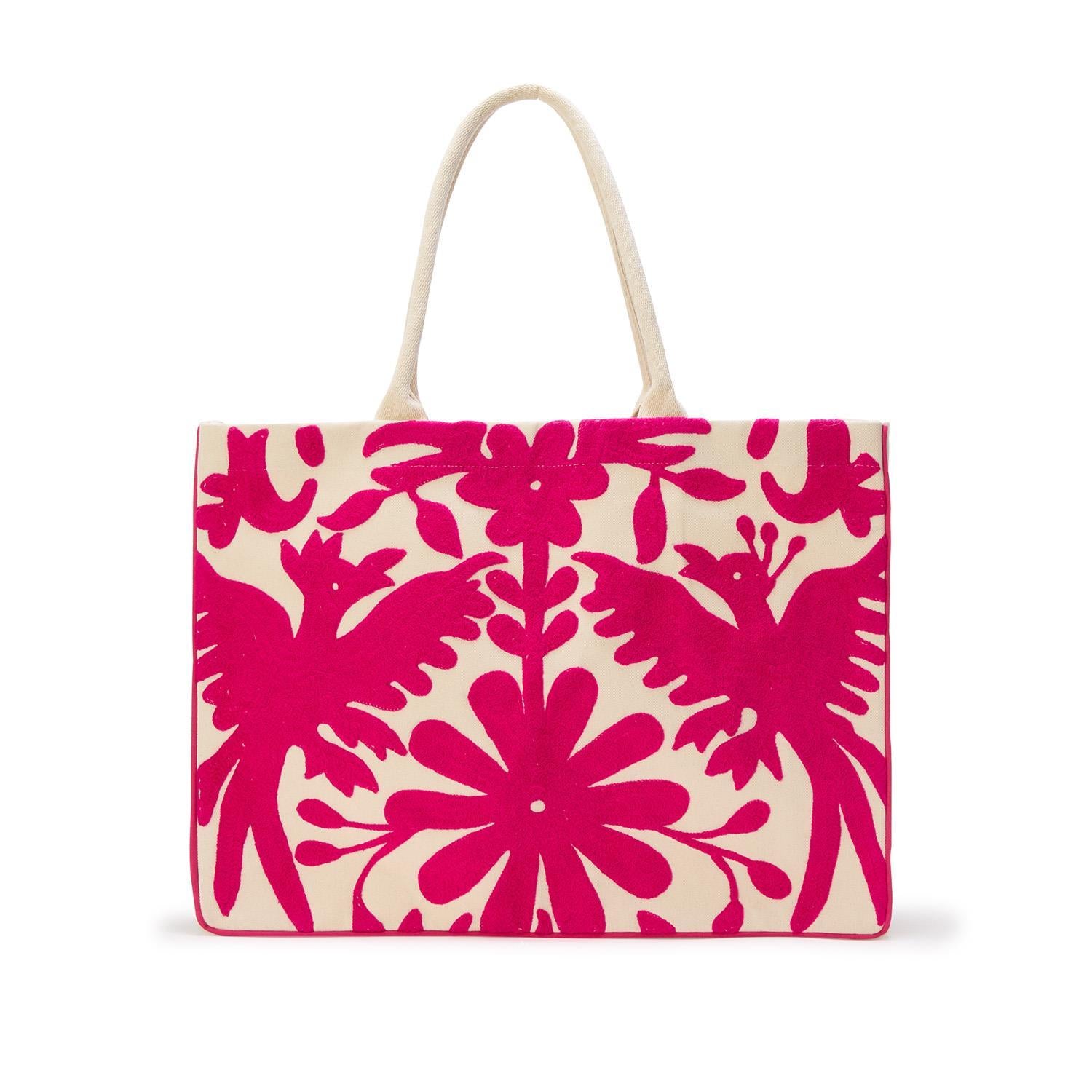 Pink Embroidered Tote