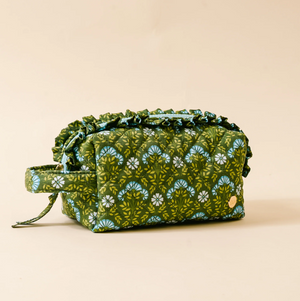 Quilted Cosmetic Pouch- Forest Green