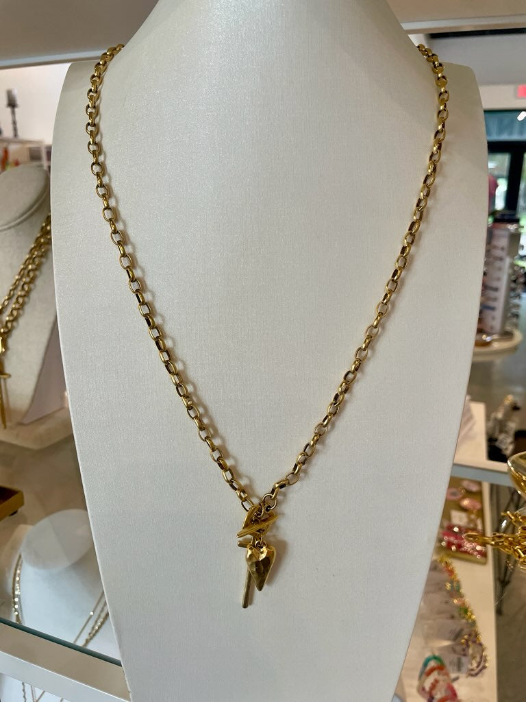 Double Chain Cross & Heart Necklace