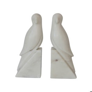 Marble Parrot Bookends (Set of 2)