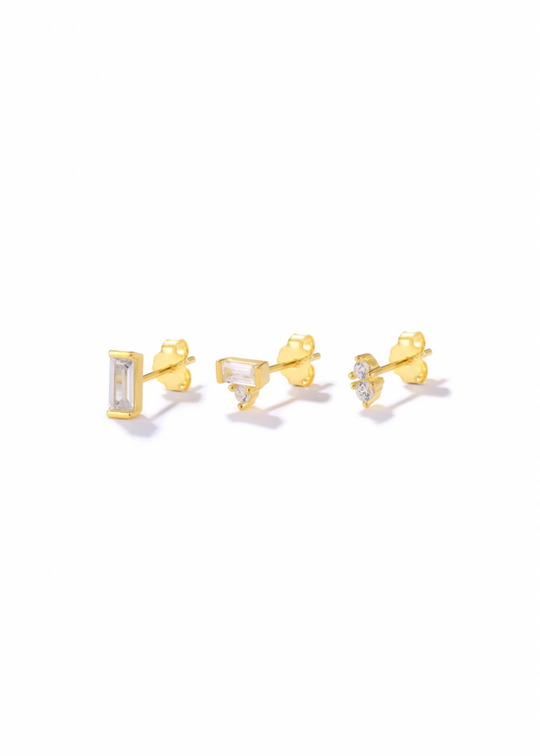 Baguette Stud Trio Set