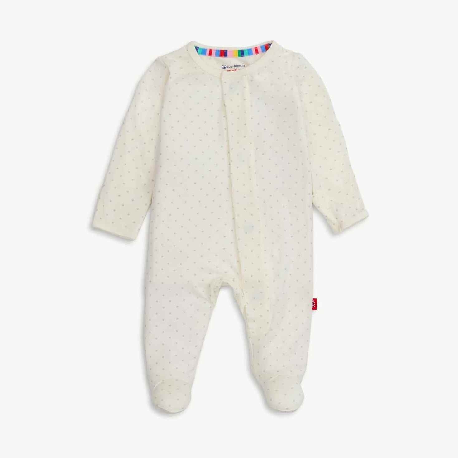 Cream Pin Dot Footie