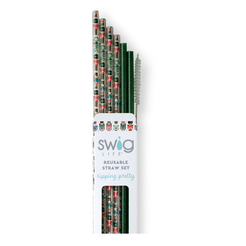 Classic Nutcracker- Green/Glitter Reusable Straws