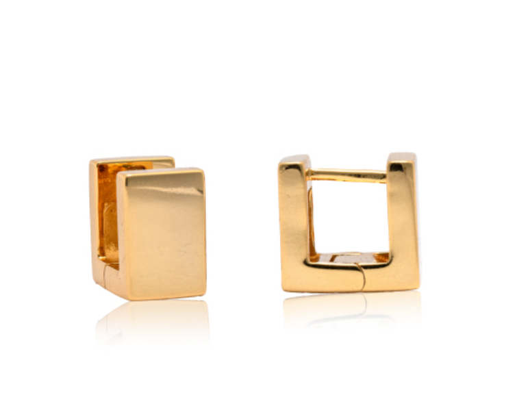 Gold Dainty Plain Square Huggie Earrings