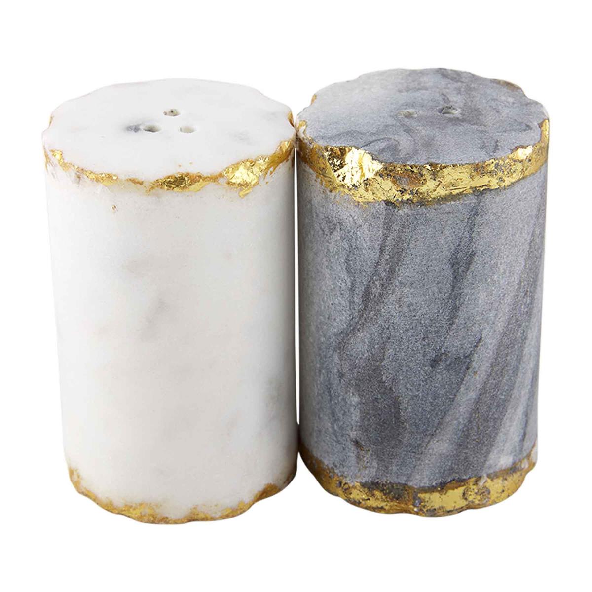 Electroplate Marble Salt & Pepper Shakers