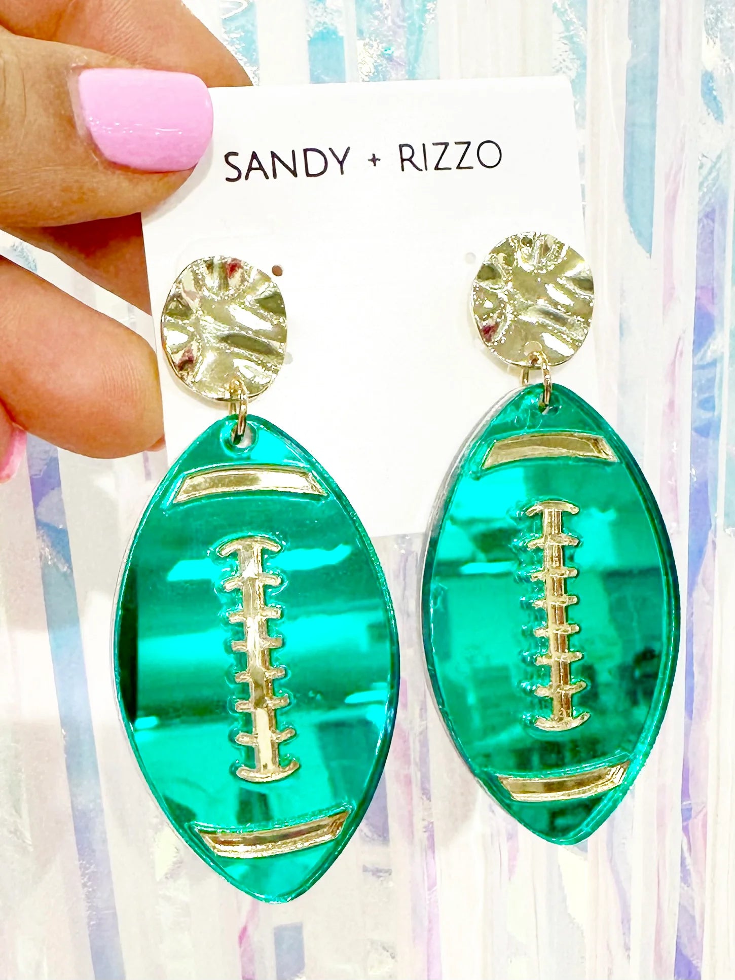 Glitter Football Earring