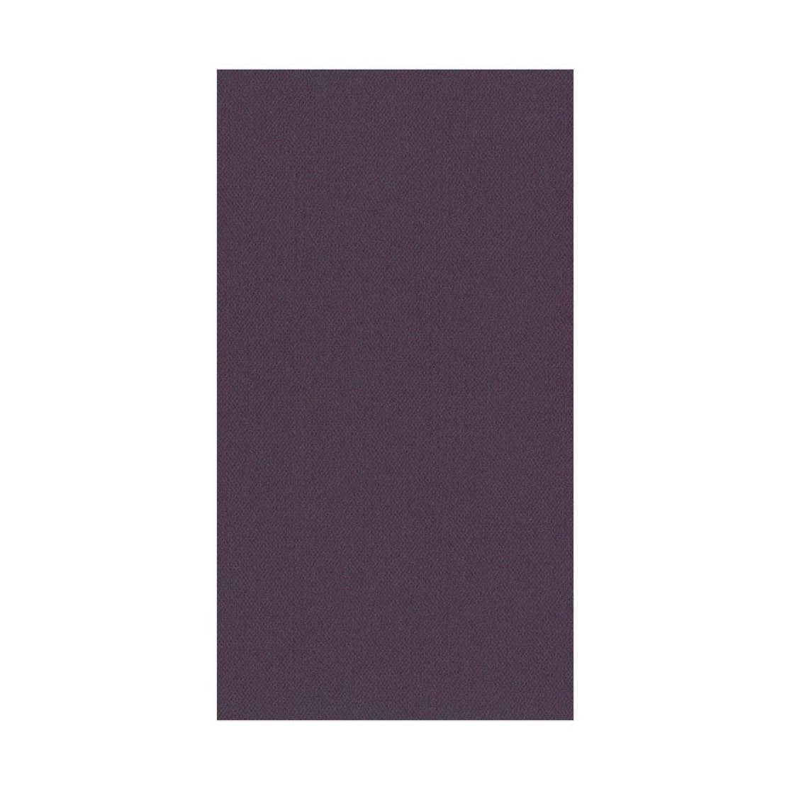 A solid aubergine (purple) colored napkin with a textured pattern. The dimensions are 4.