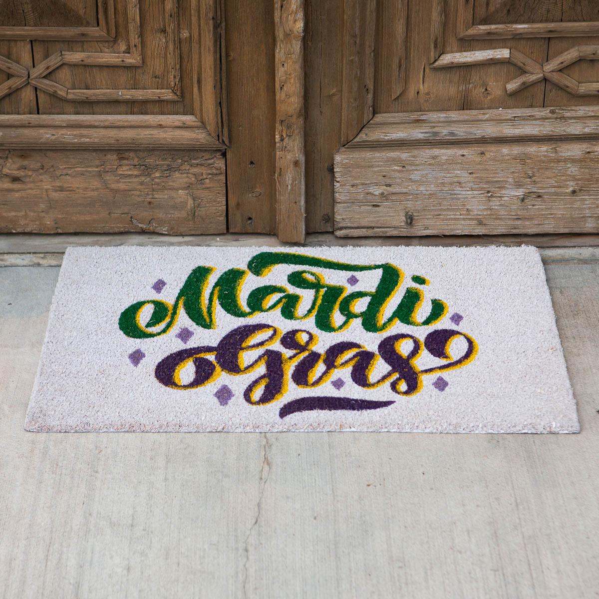 Mardi Gras Script Coir Doormat