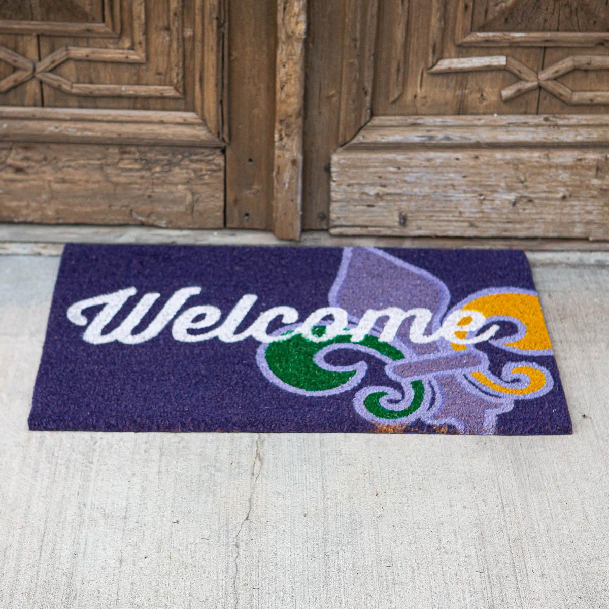 Welcome Mardi Fleur Coir Doormat