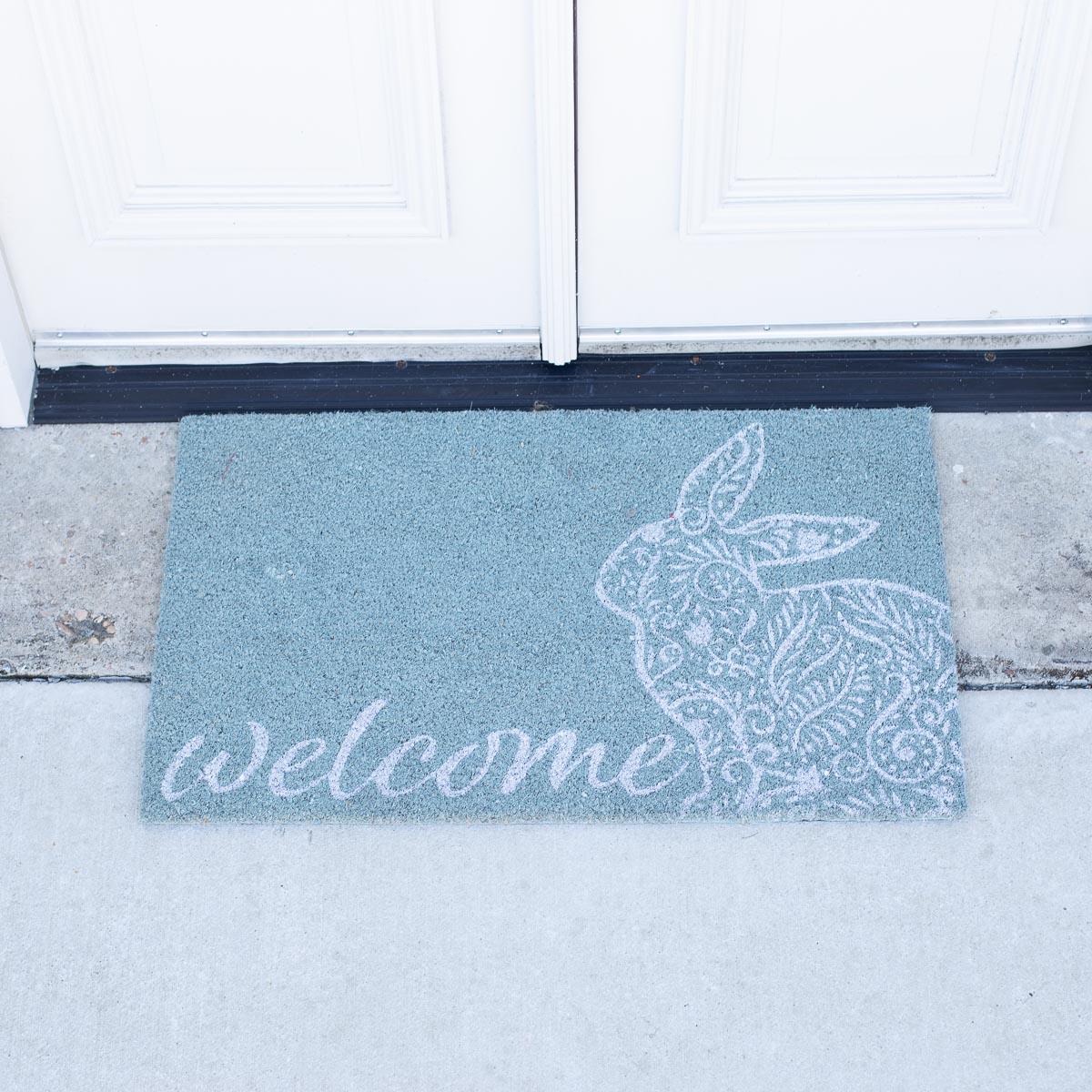 Welcome Floral Bunny Coir Doormat